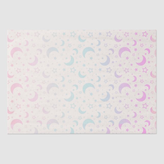 Pastel Crescent Moons and Stars Halloween Tissue Paper (Front)