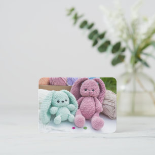 Pastel Crochet Soft Yarn Bunny Friends Card