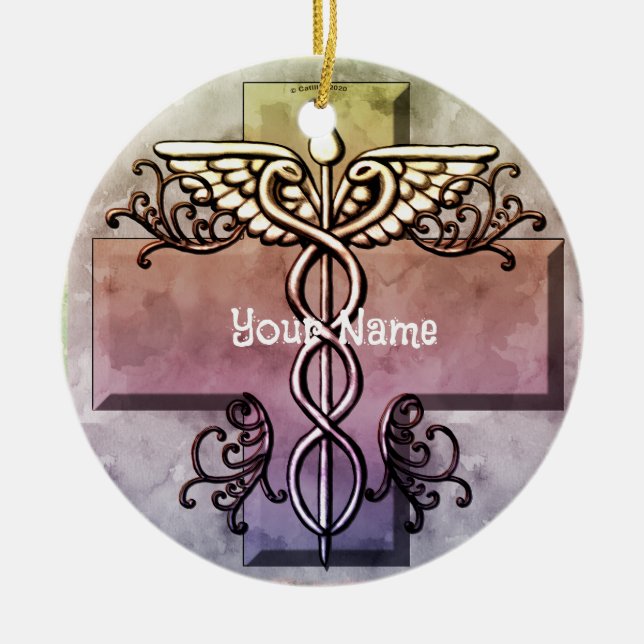 Pastel Cross Caduceus ornament (Front)
