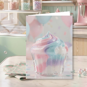 Pastel Crystal Cupcake Birthday Card