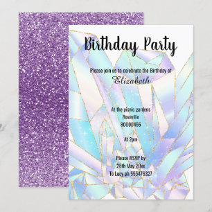 PASTEL CRYSTAL GLITTER BIRTHDAY INVITATION