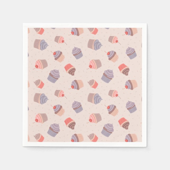 Pastel Cupcake Confetti Birthday Napkins (Front)