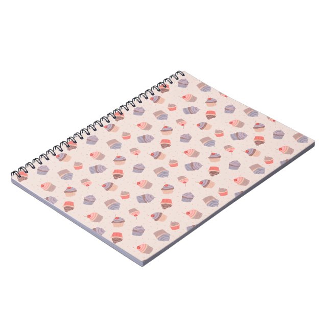 Pastel Cupcake Confetti Spiral Notebook (Left Side)