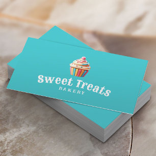 Pastel Cupcake Sweet Bakery & Pastry Turquoise Business Card
