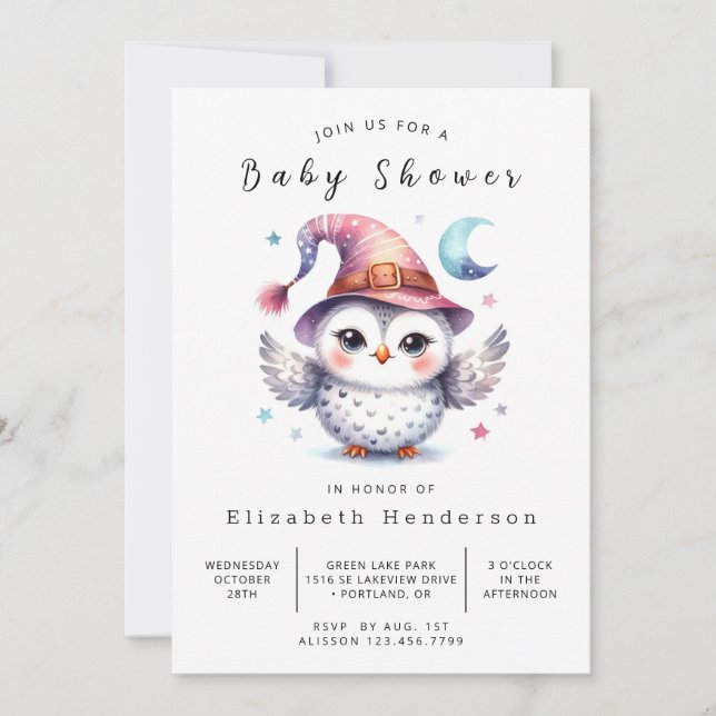 Pastel Custom Owl Baby Shower Invitation (Front)