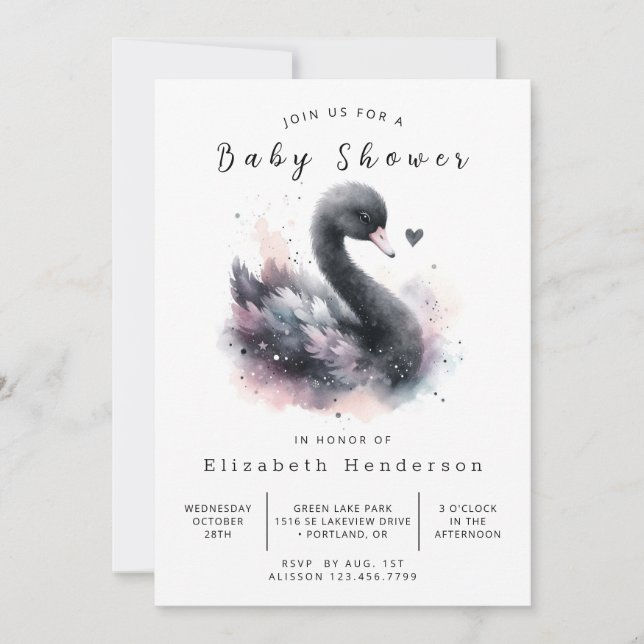 Pastel Custom Swan Baby Shower Invitation (Front)