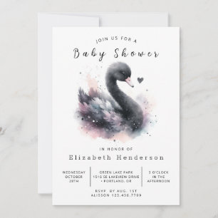 Pastel Custom Swan Baby Shower Invitation
