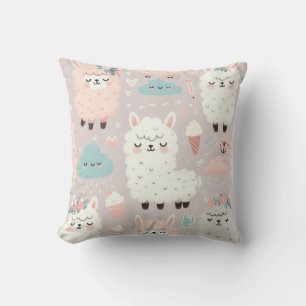 Pastel Cute Alpaca Pattern Cushion