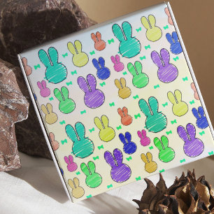 Pastel Cute Bunny Rabbit Kid Drawings Spring Colou Wrapping Paper