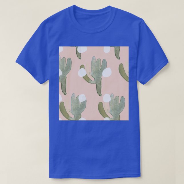 Pastel Cute Cactus Pattern T-Shirt (Design Front)