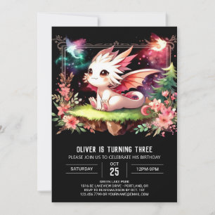 Pastel Cute Dragon Birthday  Invitation