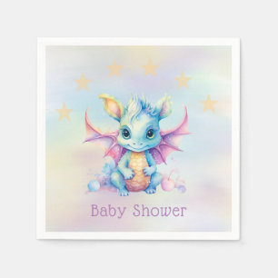 Pastel Cute Dragon Girl Baby Shower Napkin