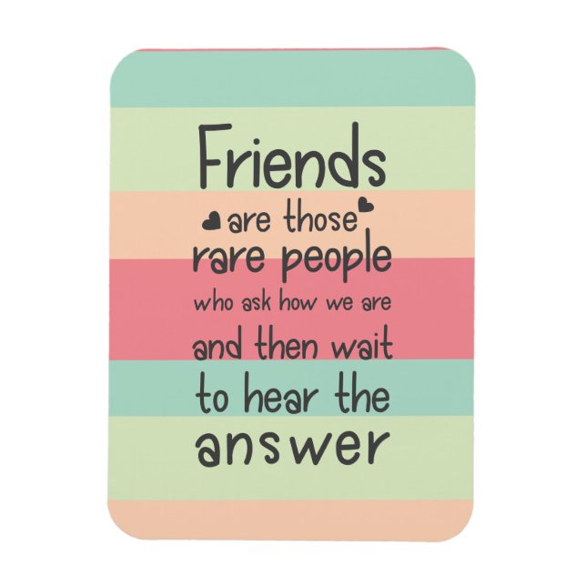 Pastel Cute Friends rare  Friendship Quote Stripes Magnet (Vertical)