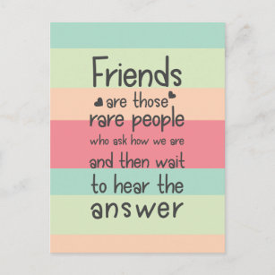 Pastel Cute Friends rare  Friendship Quote Stripes Postcard