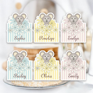 Pastel Cute Koala Animal Kids Name Party Favour