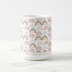 Pastel Cute Rainbow & Heart Awesome Teacher Gift Coffee Mug