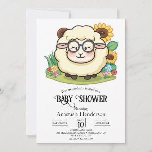 Pastel Cute Sheep Baby Shower Invitation