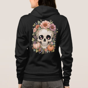 Pastel Cute Skull PNG Coquette Fall Flowers & Pu Hoodie