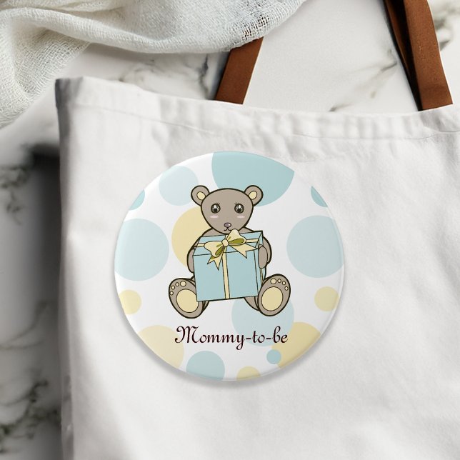 Pastel Cute Teddy Bear Baby Shower Mummy-to-be 7.5 Cm Round Badge (Creator Uploaded)