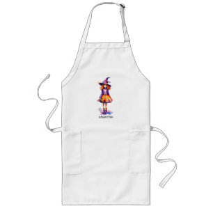 Pastel Cute Witch Girl - Halloween Aesthetic (2) Long Apron