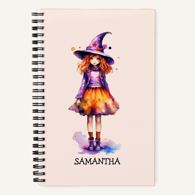 Pastel Cute Witch Girl - Halloween Aesthetic (2) Notebook (Front)