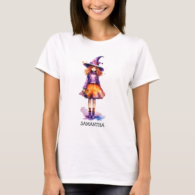 Pastel Cute Witch Girl - Halloween Aesthetic (2) T-Shirt (Front)
