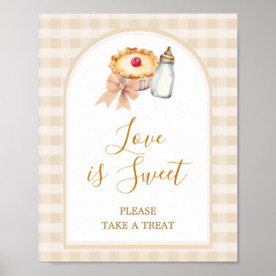 Pastel Cutie Pie Gingham Baby Shower Love is Sweet Poster