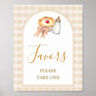 Pastel Cutie Pie Gingham Fall Baby Shower Favours Poster