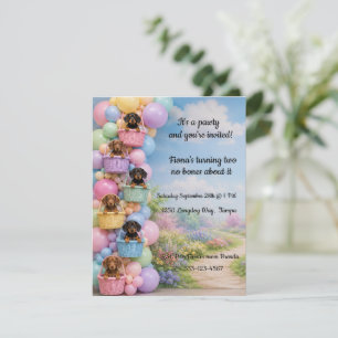 Pastel Dachshund Birthday Party Digital Download Invitation