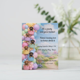Pastel Dachshund Birthday Party Digital Download Invitation