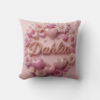 Pastel Dahlia Bloom Art with Hearts Cushion