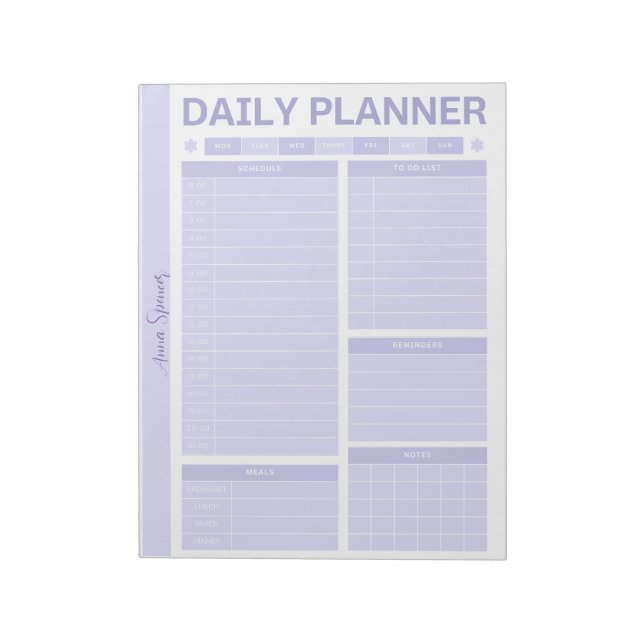 Pastel Daily Planner - Customisable Name Notepad (Rotated)