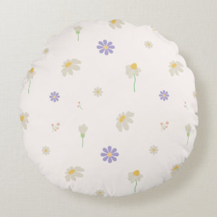 Pastel Daisy Floral Pattern Round Cushion