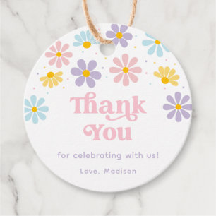 Pastel Daisy Flower Birthday Favour Tags