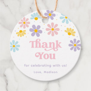Pastel Daisy Flower Birthday Favour Tags