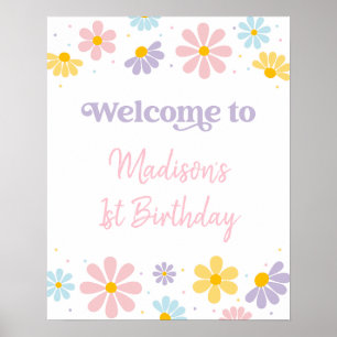 Pastel Daisy Flower Birthday Welcome Poster
