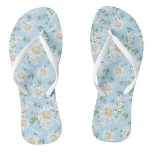 Pastel Daisy Flower Garden Pattern Jandals