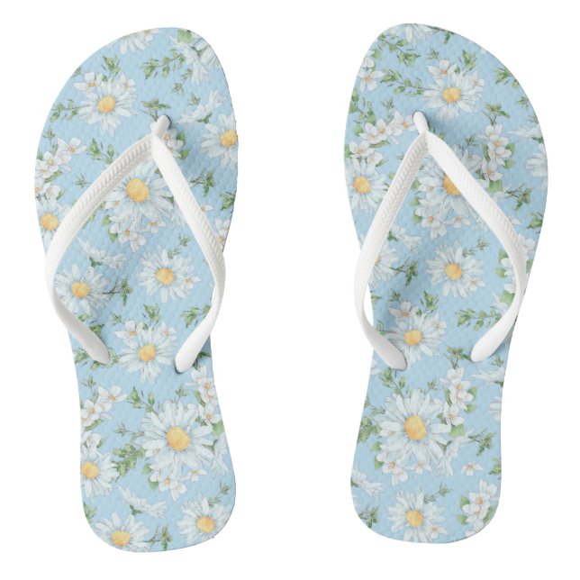 Pastel Daisy Flower Garden Pattern Jandals (Footbed)