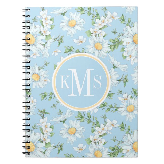 Pastel Daisy Flower Garden Pattern Notebook (Front)