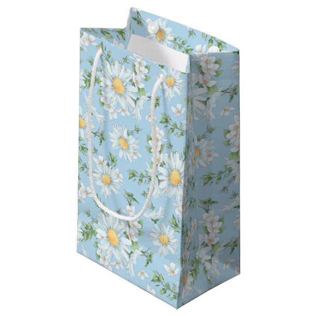 Pastel Daisy Flower Garden Pattern Small Gift Bag (Front Angled)