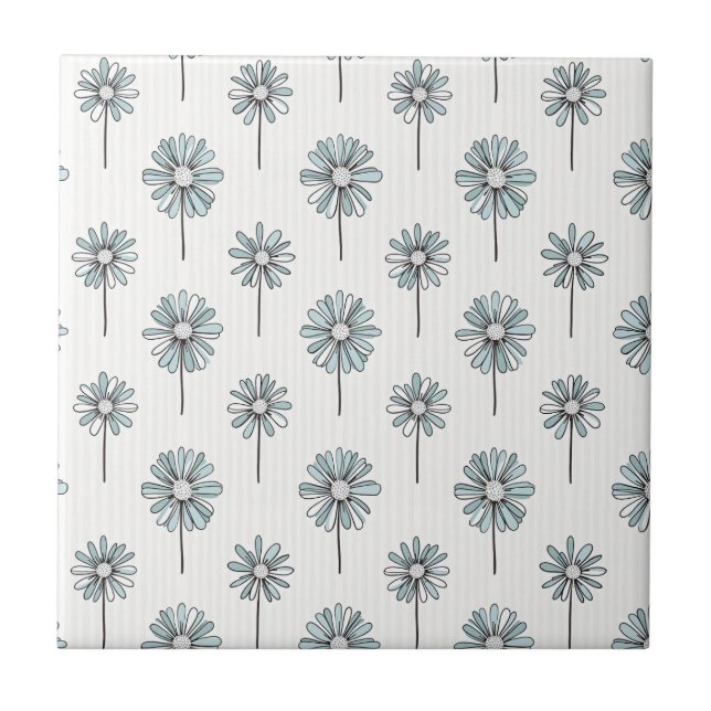 Pastel Daisy Line Art Stripe Tile (Front)
