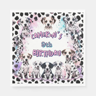 Pastel Dalmatian Puppy Birthday Party Napkin
