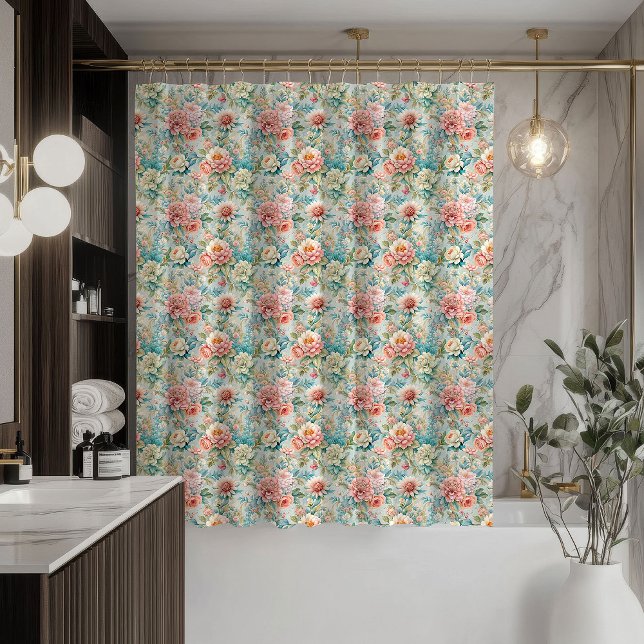 Pastel Damask Curtain Rococo Elegance for Bath (Pastel Damask Curtain Rococo Elegance for Bath)