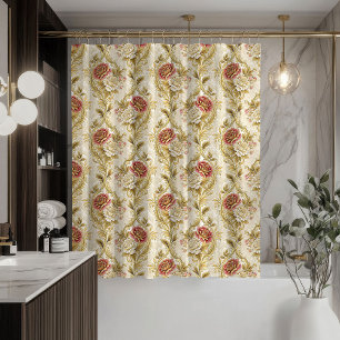 Pastel Damask Curtain Victorian-Inspired Bath Look