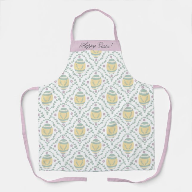 Pastel Damask Easter Eggs Pattern Apron (Front)