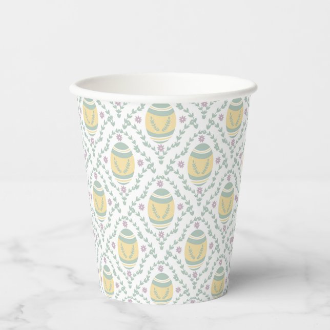 Pastel Damask Easter Eggs Pattern  Paper Cups (Front)