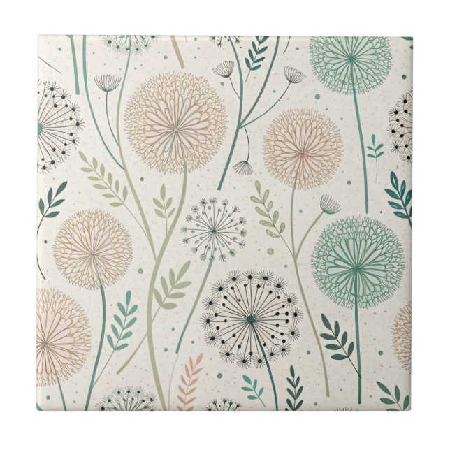 Pastel Dandelion Dreams – Whimsical Floral (2) Tile (Front)
