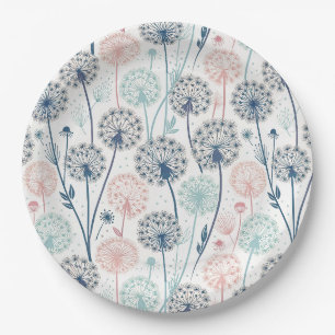 Pastel Dandelion Dreams – Whimsical Floral Paper Plate