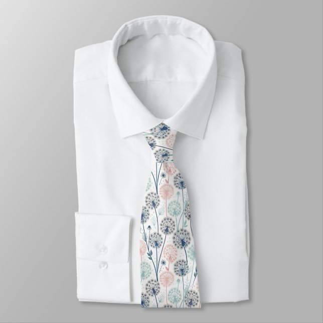 Pastel Dandelion Dreams – Whimsical Floral Tie (Tied)