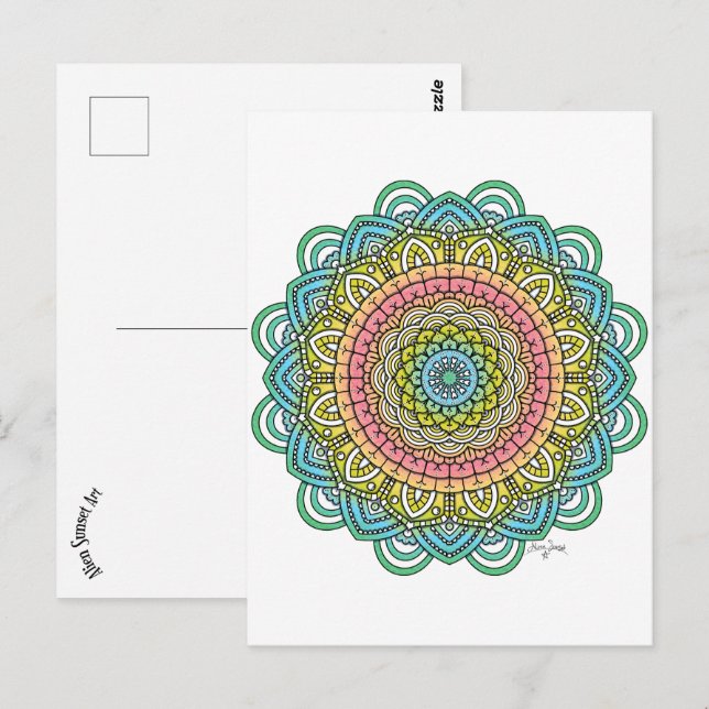Pastel Defleur Mandala Postcard (Front/Back)